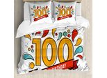 Abakuhaus 100° Compleanno Copripiumino, Immagine Dell'invecchiamento, Antiacaro Adatto A Chi Soffre Di Allergie Con Federe, 155 Cm X 220 Cm - 80 X 80 Cm, Multicolore
