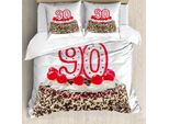 Abakuhaus 90° Compleanno Copripiumino, Deliziose Ciliegie Candele, Antiacaro Adatto A Chi Soffre Di Allergie Con Federe, 155 Cm X 220 Cm - 80 X 80 Cm, Rosso, Marrone, Bianco