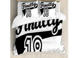 Abakuhaus 18° Compleanno Copripiumino, Parole Relative Al Basket, Antiacaro, Adatto A Chi Soffre Di Allergie, Con Federe, 155 Cm X 220 Cm - 80 X 80 Cm, Bianco E Nero
