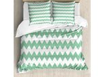 Abakuhaus Set Copripiumino Angolare Per Letti Matrimoniali, Zig Zag Twisty Modern, Antiacaro, Adatto A Chi Soffre Di Allergie, Con Federe, Verde Giada Bianco