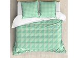 Abakuhaus Copripiumino Menta, Triangoli Semiquadrati, Antiacaro, Adatto A Chi Soffre Di Allergie, Con Federe, 200 Cm X 200 Cm - 80 X 80 Cm, Menta E Verde Mandorla