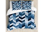 Abakuhaus Copripiumino Marine, Linee A Zig Zag Twisty, Antiacaro, Adatto A Chi Soffre Di Allergie, Con Federe, 200 Cm X 200 Cm - 80 X 80 Cm, Blu Scuro E Blu Ardesia