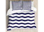 Abakuhaus Copripiumino Marine, Nautical Sea Life Cottage, Antiacaro, Adatto A Chi Soffre Di Allergie, Con Federe, 155 Cm X 220 Cm - 80 X 80 Cm, Indaco Bianco