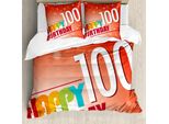 Abakuhaus Set Copripiumino Astratto Per Letti Matrimoniali, Citazione "Buon Compleanno"", Antiacaro, Adatto A Chi Soffre Di Allergie, Con Federe, Multicolore"