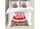 Abakuhaus 100° Compleanno Copripiumino, Torta E Candeline, Antiacaro, Adatto A Chi Soffre Di Allergie, Con Federe, 200 Cm X 200 Cm - 80 X 80 Cm, Multicolore