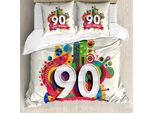 Abakuhaus 90° Compleanno Copripiumino, Funky Pop Birthday, Antiacaro, Adatto A Chi Soffre Di Allergie, Con Federe, 200 Cm X 200 Cm - 80 X 80 Cm, Multicolore