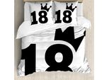 Abakuhaus 18° Compleanno Copripiumino, Jersey Scheinen Bold 18, Antiacaro, Adatto A Chi Soffre Di Allergie, Con Federe, 155 Cm X 220 Cm - 80 X 80 Cm, Bianco E Nero