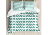Abakuhaus Copripiumino Alla Menta, Motivo Tribale Astratto A Zigzag, Antiacaro E Anallergico, Con Federe, 155 Cm X 220 Cm - 80 X 80 Cm, Verde Acqua E Bianco