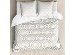 Abakuhaus Copripiumino Avorio, Motivo Astratto Nostalgico A Onde, Antiacaro, Adatto A Chi Soffre Di Allergie, Con Federe, 200 Cm X 200 Cm - 80 X 80 Cm, Beige Tan