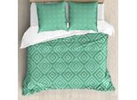 Abakuhaus Copripiumino Mint, Motivo A Quadrati Intrecciati, Antiacaro, Adatto A Chi Soffre Di Allergie, Con Federe, 155 Cm X 220 Cm - 80 X 80 Cm, Bianco, Verde Mandorla, Menta