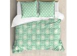 Abakuhaus Copripiumino Menta, Cerchi E Pois Ondulati, Antiacaro E Anallergico, Con Federe, 155 Cm X 220 Cm - 80 X 80 Cm, Verde Smeraldo Mandorla