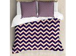 Abakuhaus Copripiumino Marine, Linee Moderne A Zig-Zag, Antiacaro, Adatto A Chi Soffre Di Allergie, Con Federe, 200 Cm X 200 Cm - 80 X 80 Cm, Viola, Marrone Chiaro, Rosso