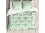 Abakuhaus Copripiumino Menta, Geometrico Retrò A Cerchi, Antiacaro E Anallergico Con Federe, 155 Cm X 220 Cm - 80 X 80 Cm, Verde Mandorla Seafoam