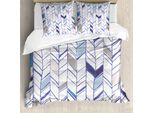 Abakuhaus Copripiumino Angolare, Linea Boho A Zig-Zag Sketchy, Antiacaro, Adatto A Chi Soffre Di Allergie, Con Federe, 200 Cm X 200 Cm - 80 X 80 Cm, Viola Blu Bianco