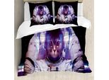 Abakuhaus Copripiumino Raum-Katze, Galaxy Stern Supernova, Antiacaro, Adatto A Chi Soffre Di Allergie, Con Federe, 155 Cm X 220 Cm - 80 X 80 Cm, Blu Scuro Viola