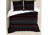 Abakuhaus Copripiumino Rosso E Nero, Motivo A Zig Zag, Antiacaro E Anallergico, Con Federe, 155 Cm X 220 Cm - 80 X 80 Cm, Grigio Antracite Chiaro