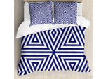 Abakuhaus Copripiumino Marine, Triangoli Simmetrici, Antiacaro, Adatto A Chi Soffre Di Allergie, Con Federe, 155 Cm X 220 Cm - 80 X 80 Cm, Indaco-Crema