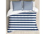 Abakuhaus Copripiumino Blu Navy, Design Marine Sea Life, Antiacaro, Adatto A Chi Soffre Di Allergie, Con Federe, 200 Cm X 200 Cm - 80 X 80 Cm, Viola, Blu E Bianco