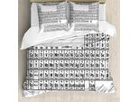 Abakuhaus Copripiumino Con Sistema Periodico, Scienza Monocromatica, Antiacaro, Adatto A Chi Soffre Di Allergie, Con Federe, 200 Cm X 200 Cm - 80 X 80 Cm, Bianco E Nero