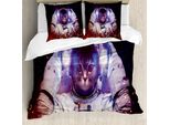 Abakuhaus Copripiumino Raum-Katze, Nebula Galaxy Cosmos, Antiacaro, Adatto A Chi Soffre Di Allergie, Con Federe, 155 Cm X 220 Cm - 80 X 80 Cm, Blu Scuro Viola