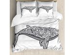 Abakuhaus Set Copripiumino Per Letti Matrimoniali, Pesci Orientali, Antiacaro, Adatto A Chi Soffre Di Allergie, Con Federe, Grigio Antracite Grigio Chiaro