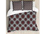 Abakuhaus Set Copripiumino Borgogna Per Letti Matrimoniali, Rosa Marocchina, Antiacaro, Adatto A Chi Soffre Di Allergie, Con Federe, Grigio Chiaro, Bordeaux E Bianco