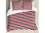 Abakuhaus Rosso E Nero Copripiumino, Linee A Zig-Zag Chevron, Antiacaro Adatto A Chi Soffre Di Allergie Con Federe, 200 Cm X 200 Cm - 80 X 80 Cm, Bianco Vermiglio