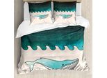 Abakuhaus Copripiumino Wal, Pesci Che Nuotano Sott'acqua, Antiacaro, Adatto A Chi Soffre Di Allergie, Con Federe, 155 Cm X 220 Cm - 80 X 80 Cm, Blu Petrolio Turchese