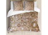 Abakuhaus Copripiumino Marrone Chiaro, Bolle Come Punti Circolari, Antiacaro, Adatto A Chi Soffre Di Allergie, Con Federe, 200 Cm X 200 Cm - 80 X 80 Cm, Marrone Chiaro, Lilla Chiaro, Crema