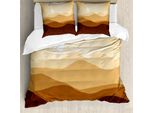 Abakuhaus Copripiumino Marrone, Motivo Astratto Con Alba Sulle Montagne, Antiacaro, Adatto A Chi Soffre Di Allergie, Con Federe, 200 Cm X 200 Cm - 80 X 80 Cm, Sabbia Marrone Marrone Chiaro