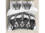 Abakuhaus Copripiumino Queen, Antico Re Monarca, Antiacaro, Adatto A Chi Soffre Di Allergie, Con Federe, 155 Cm X 220 Cm - 80 X 80 Cm, Bianco E Nero