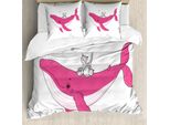 Abakuhaus Copripiumino Wal, 3 Gatti Big Fish Magie, Antiacaro, Adatto A Chi Soffre Di Allergie, Con Federe, 155 Cm X 220 Cm - 80 X 80 Cm, Rosa