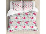 Abakuhaus Copripiumino Wal, Motivo Balene Felici, Antiacaro, Adatto A Chi Soffre Di Allergie, Con Federe, 200 Cm X 200 Cm - 80 X 80 Cm, Menta Rosa Pesca