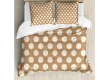 Abakuhaus Copripiumino Marrone Chiaro, Grandi Pois Effetto Grunge Vintage, Antiacaro E Anallergico, Con Federe, 155 Cm X 220 Cm - 80 X 80 Cm, Color Crema