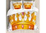 Abakuhaus Copripiumino Queen, Tiara Con Gemme, Antiacaro, Adatto A Chi Soffre Di Allergie, Con Federe, 200 Cm X 200 Cm - 80 X 80 Cm, Arancione E Rosa
