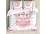 Abakuhaus Set Copripiumino Per Letto Matrimoniale, Corona Cartoon, Antiacaro, Adatto A Chi Soffre Di Allergie, Con Federe, Argento