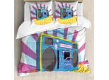 Abakuhaus Copripiumino 70S Party, Boom Box Pop Art Dance, Antiacaro, Adatto A Chi Soffre Di Allergie, Con Federe, 200 Cm X 200 Cm - 80 X 80 Cm, Multicolore