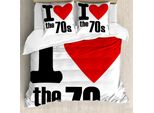 Abakuhaus Copripiumino 70S Party, Pittogramma "Ich Liebe Die 70Er"" (Amo Gli Anni '70), Antiacaro, Adatto A Chi Soffre Di Allergie, Con Federe, 155 Cm X 220 Cm - 80 X 80 Cm, Rosso, Nero, Bianco"