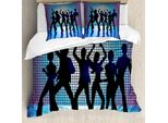 Abakuhaus Copripiumino 70S Party, Discoteca, Antiacaro, Adatto A Chi Soffre Di Allergie, Con Federe, 155 Cm X 220 Cm - 80 X 80 Cm, Aqua Nero Viola