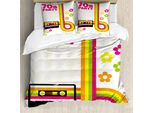 Abakuhaus Copripiumino 70S Party, Cassetta Musicale Anni '70, Antiacaro, Adatto A Chi Soffre Di Allergie, Con Federe, 155 Cm X 220 Cm - 80 X 80 Cm, Multicolore