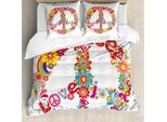 Abakuhaus Set Copripiumino Festivo Per Letti Matrimoniali, Friedensliebe Joy Flowers, Antiacaro, Adatto A Chi Soffre Di Allergie, Con Federe, Multicolore