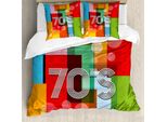 Abakuhaus Copripiumino 70S Party, Arte Retrò Anni Settanta, Antiacaro, Adatto A Chi Soffre Di Allergie, Con Federe, 200 Cm X 200 Cm - 80 X 80 Cm, Multicolore
