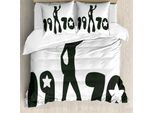 Abakuhaus Copripiumino 70S Party, Donna Anni '70 Retrò, Antiacaro, Adatto A Chi Soffre Di Allergie, Con Federe, 155 Cm X 220 Cm - 80 X 80 Cm, Bianco E Nero
