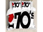Abakuhaus Copripiumino 70S Party, Amore Anni Settanta, Antiacaro, Adatto A Chi Soffre Di Allergie, Con Federe, 200 Cm X 200 Cm - 80 X 80 Cm, Rosso, Nero, Bianco