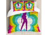 Abakuhaus Copripiumino 70S Party, Danza Floreale Femminile, Antiacaro, Adatto A Chi Soffre Di Allergie, Con Federe, 155 Cm X 220 Cm - 80 X 80 Cm, Multicolore