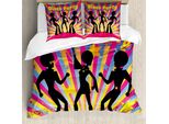 Abakuhaus Copripiumino 70S Party, Disco Dance Funky, Antiacaro, Adatto A Chi Soffre Di Allergie, Con Federe, 155 Cm X 220 Cm - 80 X 80 Cm, Multicolore