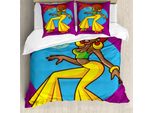 Abakuhaus Copripiumino 70S Party, Afro Disco Lady, Antiacaro E Anallergico, Con Federe, 155 Cm X 220 Cm - 80 X 80 Cm, Multicolore