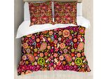 Abakuhaus Copripiumino 70S Party, Peace Love Joyful Vivid, Antiacaro E Anallergico, Con Federe, 155 Cm X 220 Cm - 80 X 80 Cm, Multicolore
