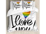 Abakuhaus Stolz Copripiumino, Cuore Coppie Gay Amore, Antiacaro Adatto A Chi Soffre Di Allergie Con Federe, 155 Cm X 220 Cm - 80 X 80 Cm, Multicolore