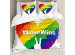 Abakuhaus Stolz Copripiumino, Lgbt Colored Heart, Antiacaro, Adatto A Chi Soffre Di Allergie, Con Federe, 155 Cm X 220 Cm - 80 X 80 Cm, Multicolore